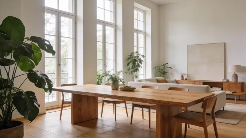 A bright, airy apartment in flat daylight.