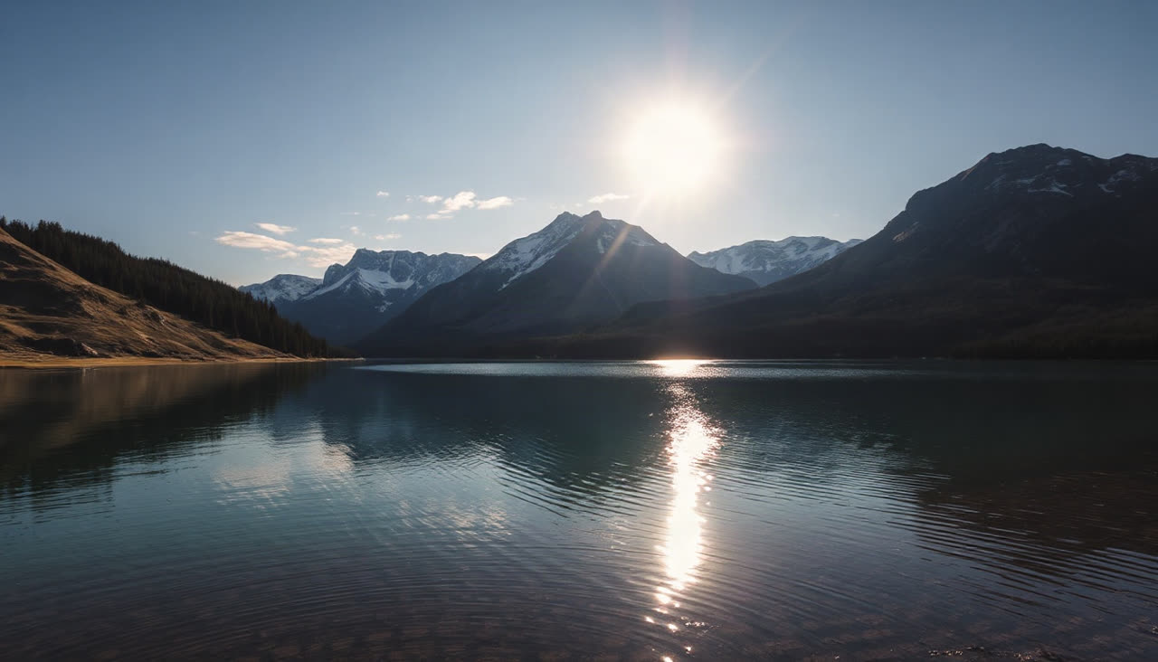 FLUX Schnell: A mountain lake from four words.