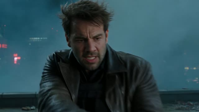 Made with Kling v3 Turbo Pro: An action-packed movie scene with multiple shots depicting the final standoff between two characters.