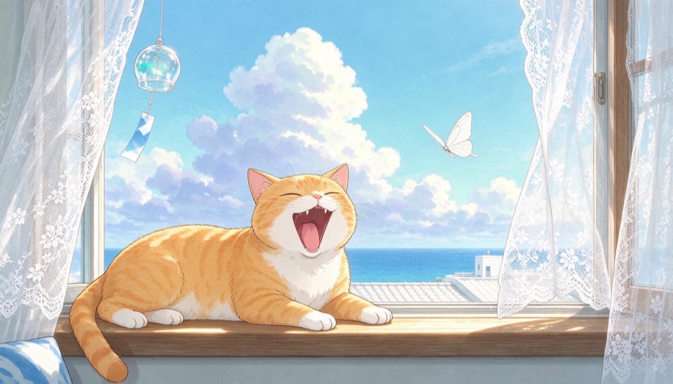 Seaside Window Cat