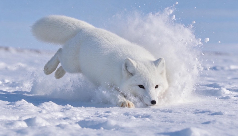 Arctic Fox Snow Dive