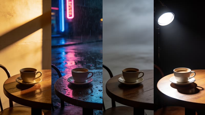 One photo, four moods of light